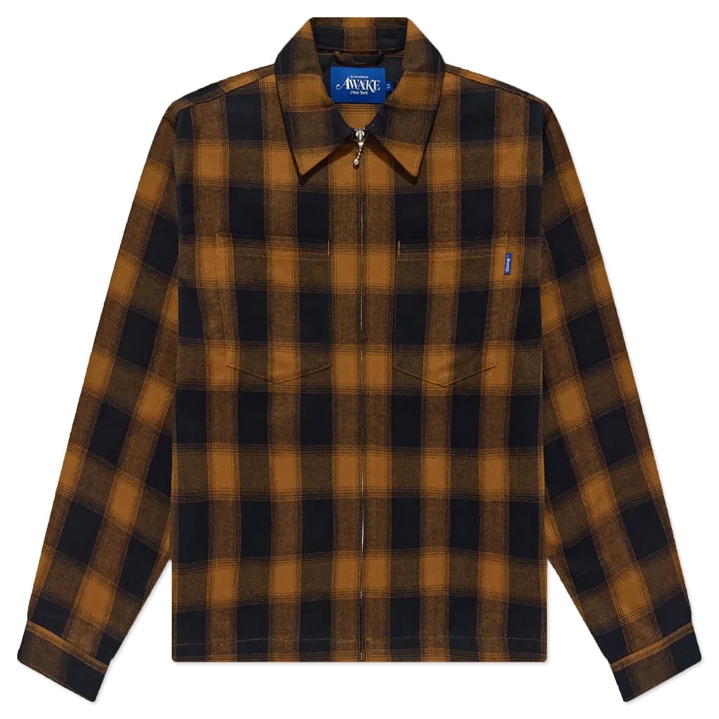BRUSHED FLANNEL SHIRT JACKET - ORANGE MULTI - 1