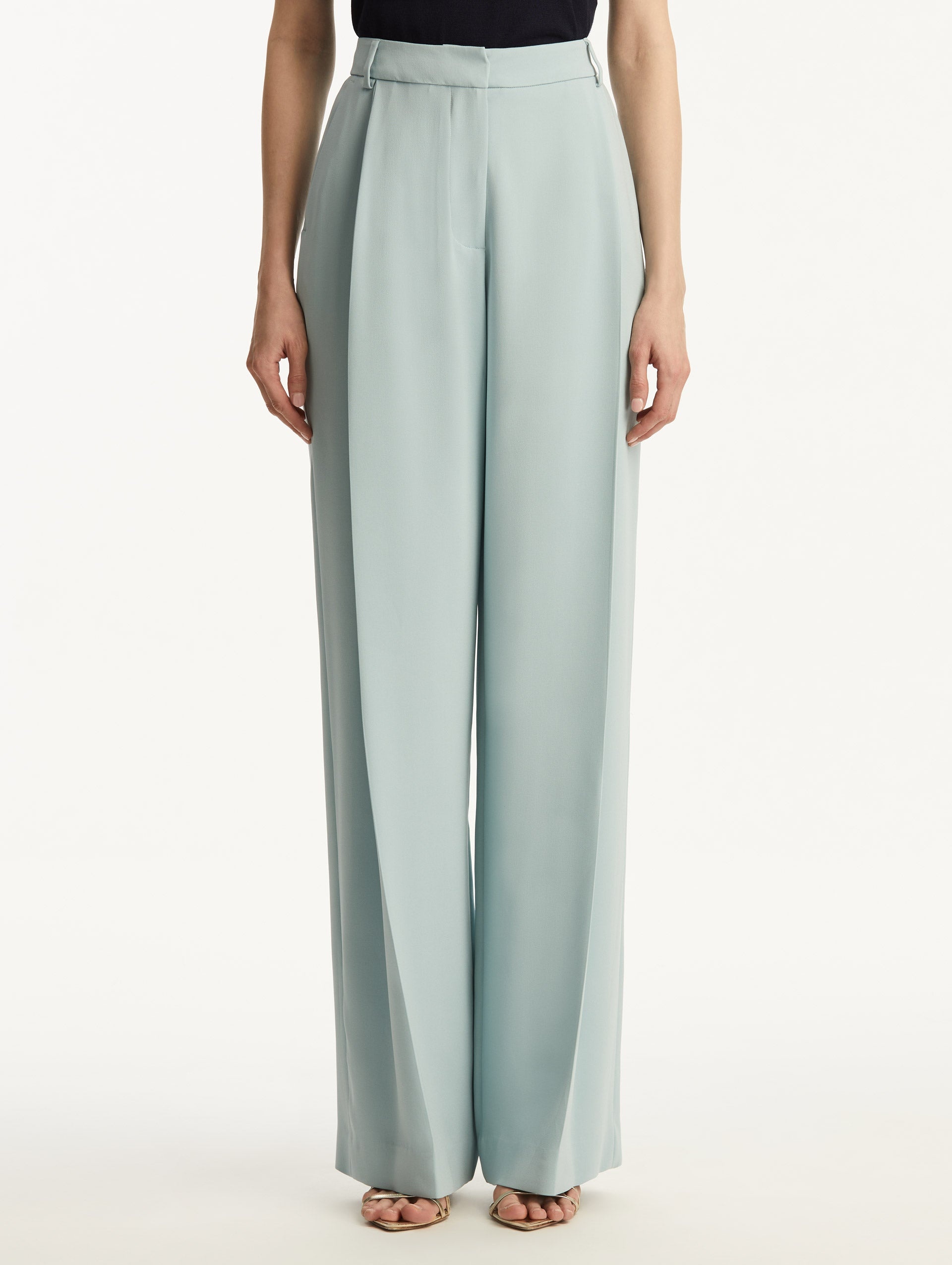 WIDE LEG SILK GEORGETTE PANT - 5
