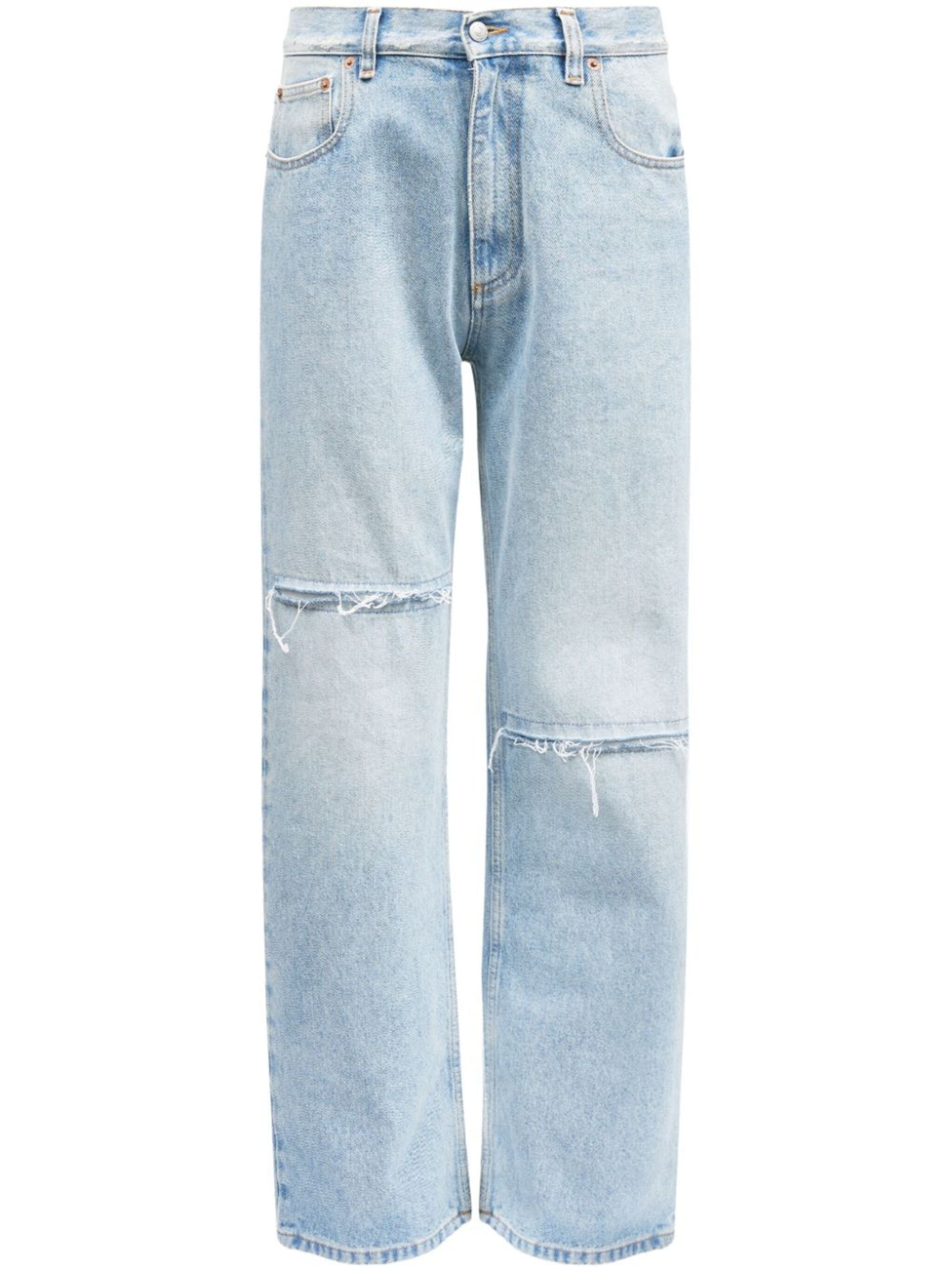 MM6 プルオーバー MM6 Maison Margiela Ripped wide-leg Jeans | Blue | FARFETCH TR