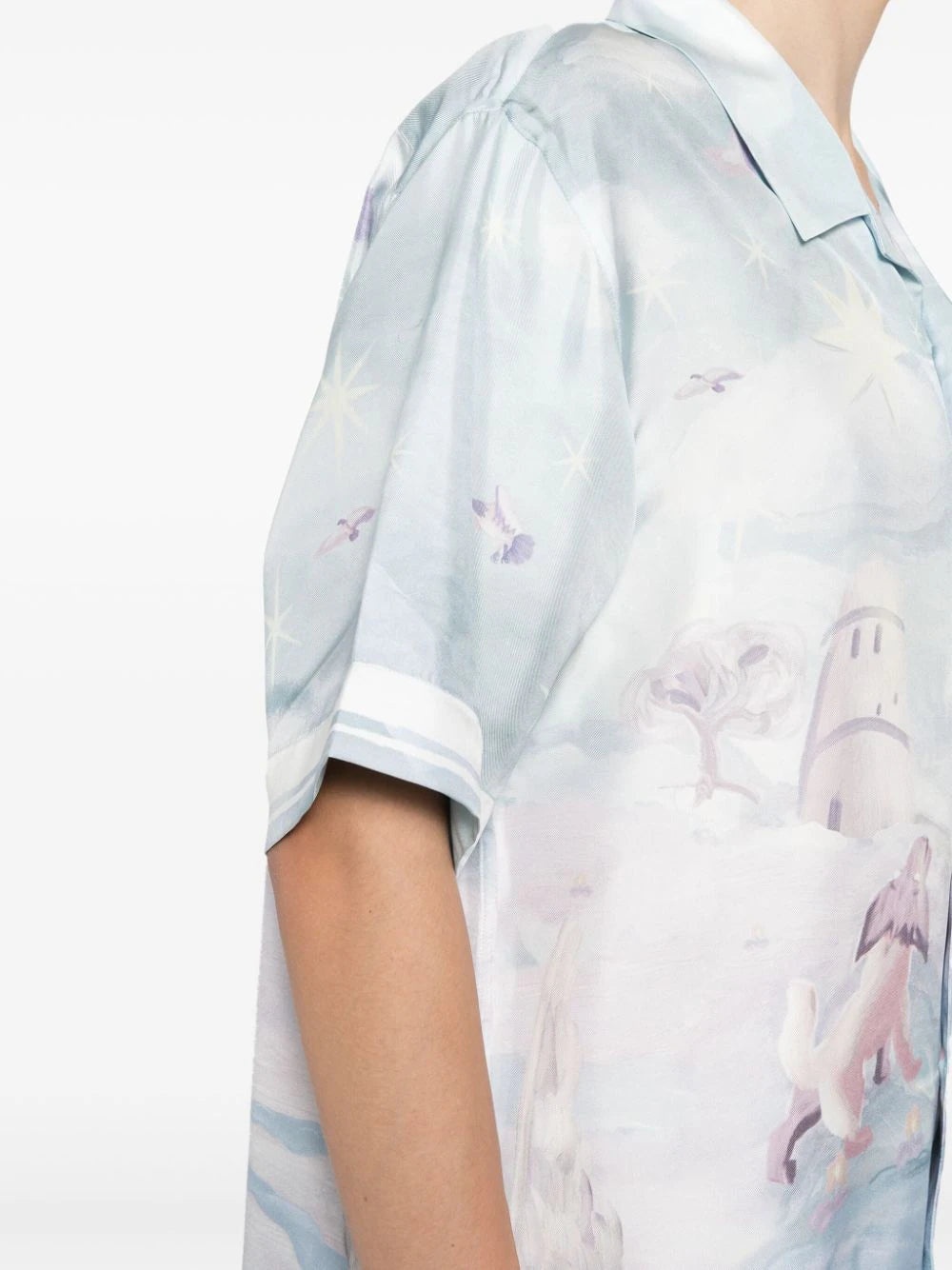BOXY FIT PRINTED SILK SHIRT - 5