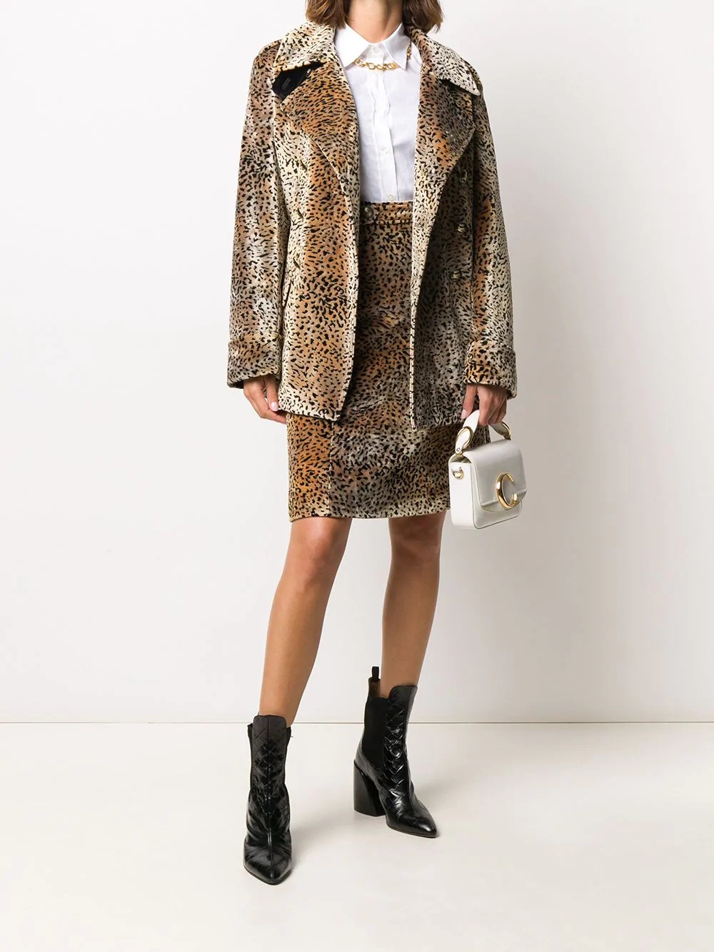 animal-print jacquard peacoat - 2