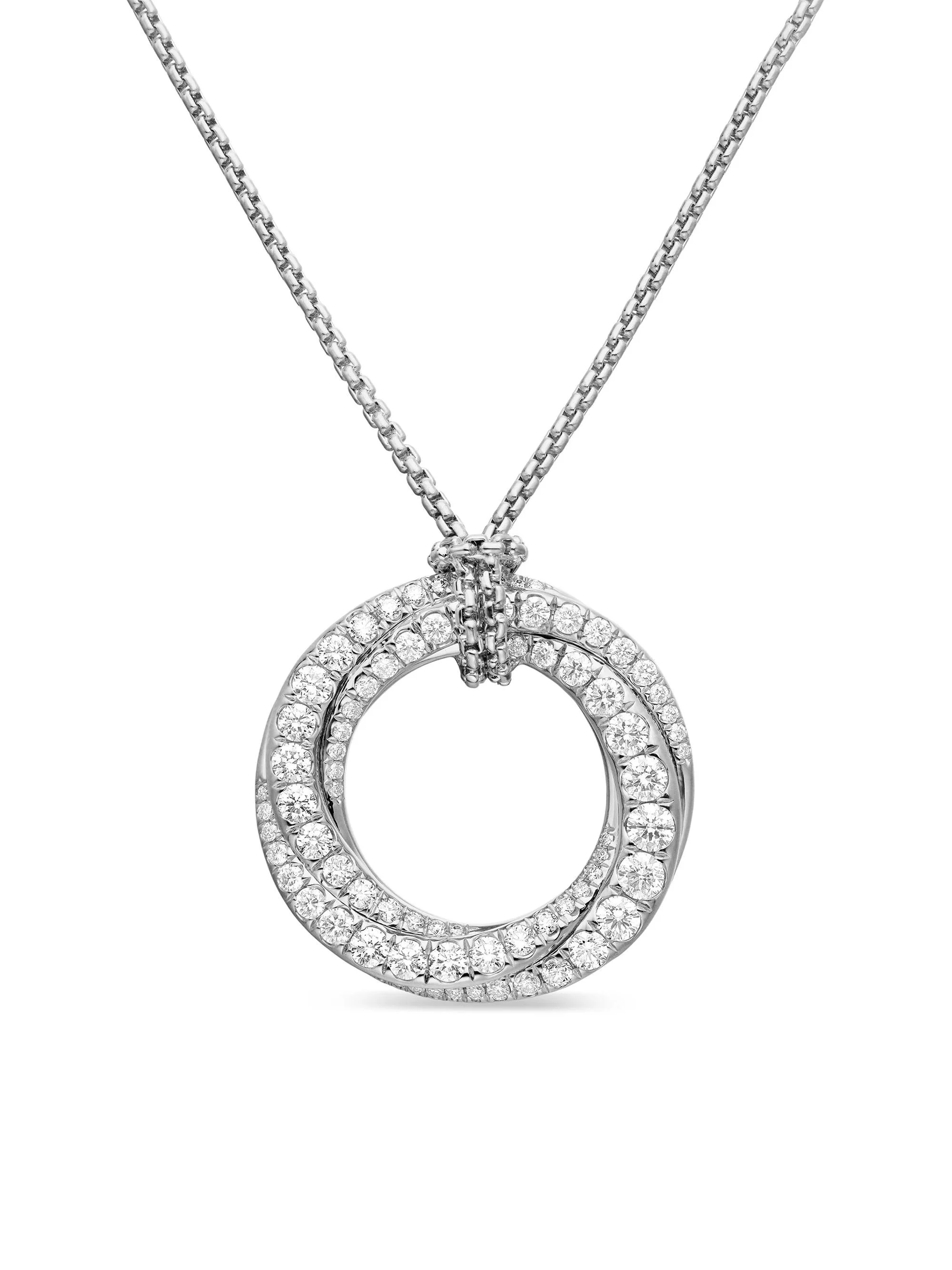 Women's Pavé Crossover Pendant Necklace in 18K Yellow Gold with Diamonds, 21mm - Diamond - 1