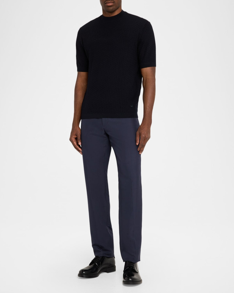 EMPORIO ARMANI Men's Wool Honeycomb Jacquard Short-Sleeve Sweater outlook