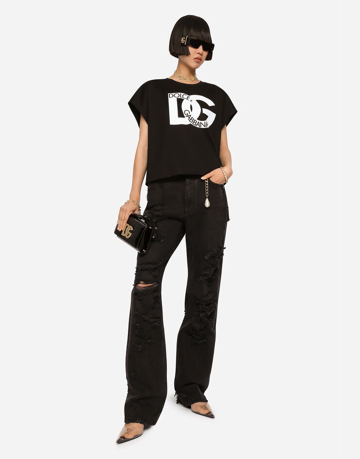 Flared jeans with ripped details - 6