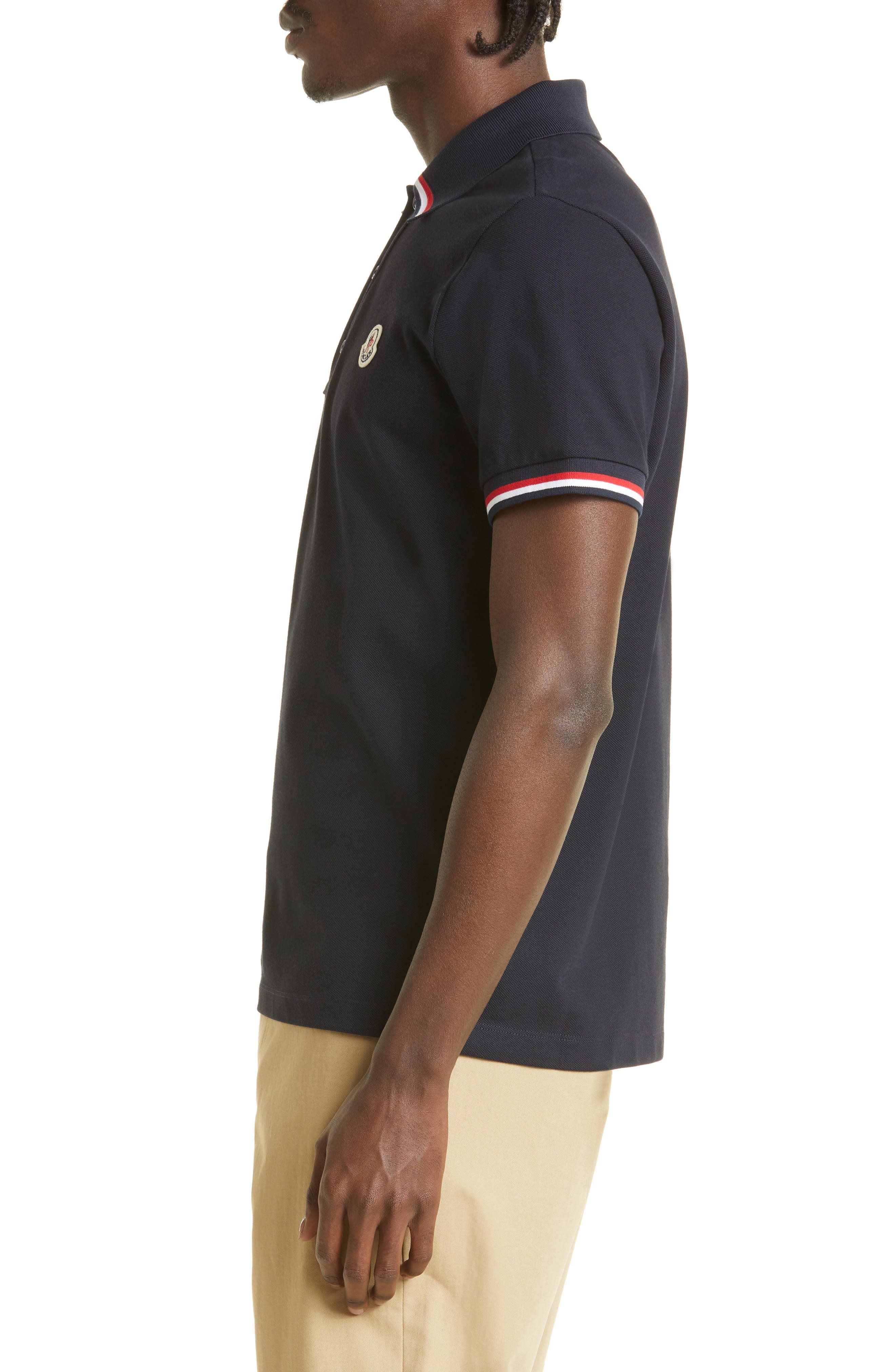 Moncler Tipped Piqué Polo in Navy at Nordstrom - 3