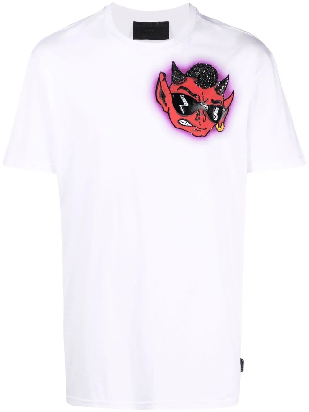 logo-print beaded devil T-shirt - 1