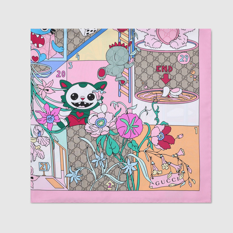 GUCCI Gucci Besties printed silk twill carré outlook