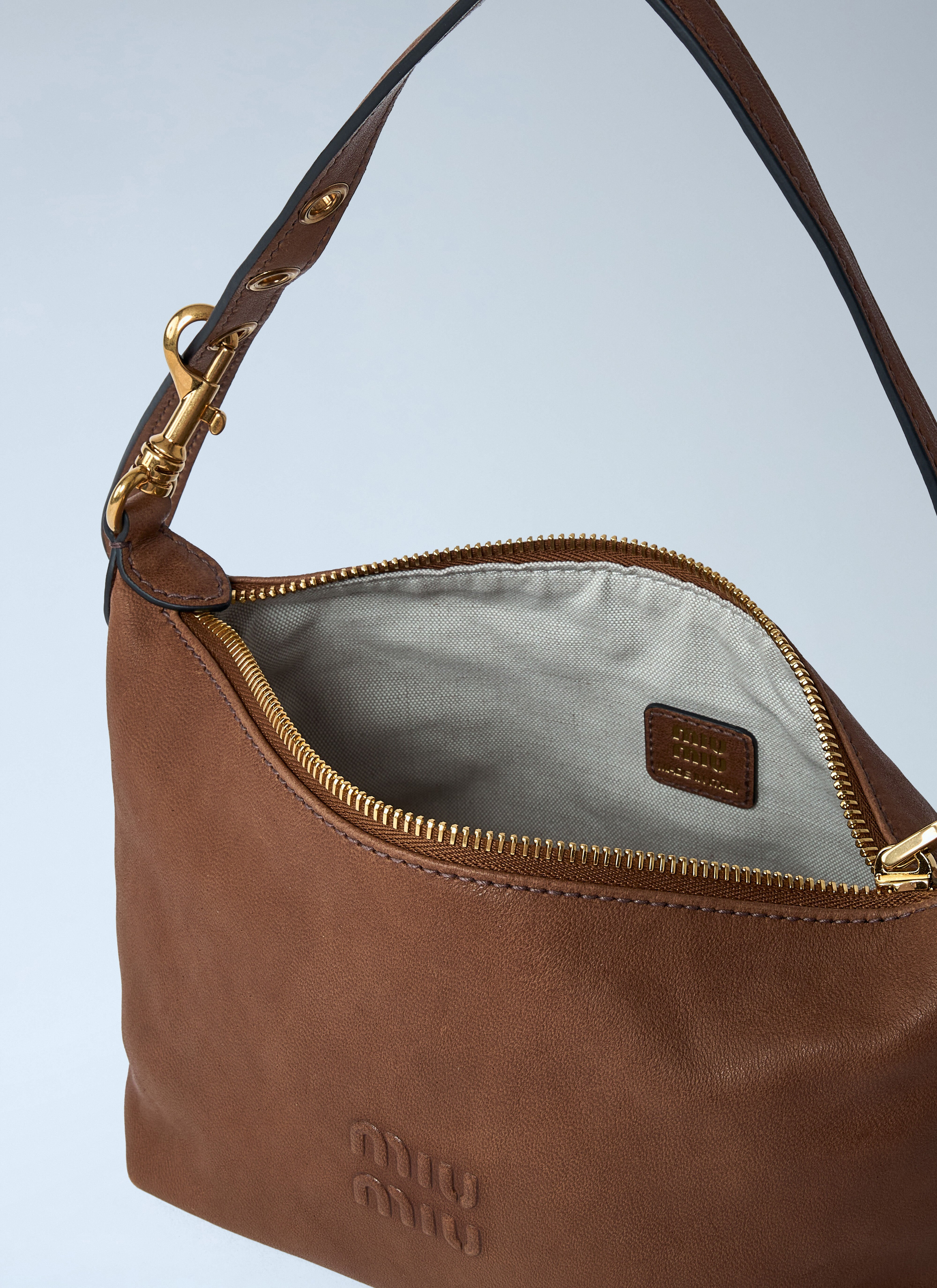 Miu Miu Leather Logo Motif Shoulder Bag | REVERSIBLE