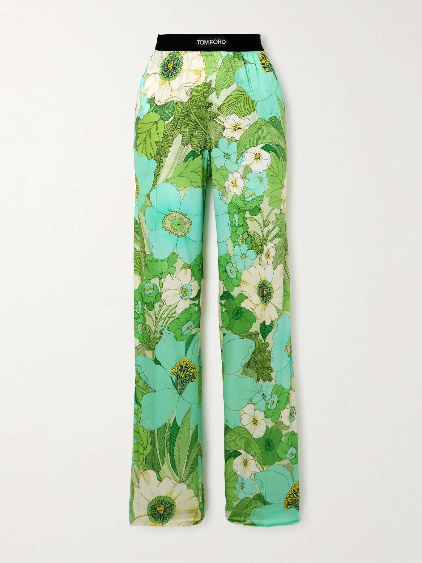 Floral-print silk-blend satin pyjama pants - 1