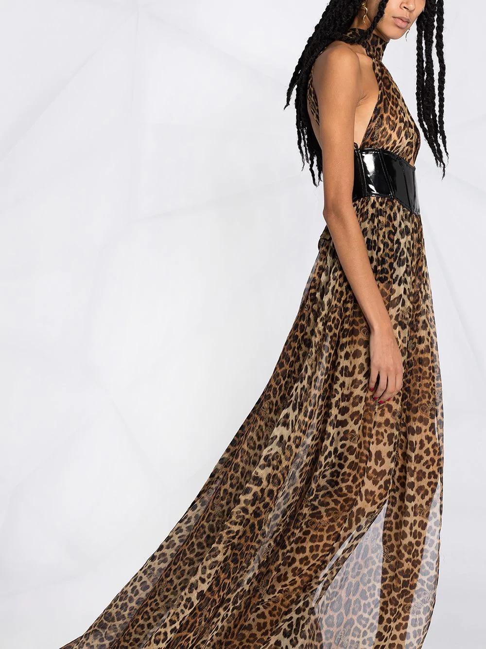 leopard print halter dress - 5