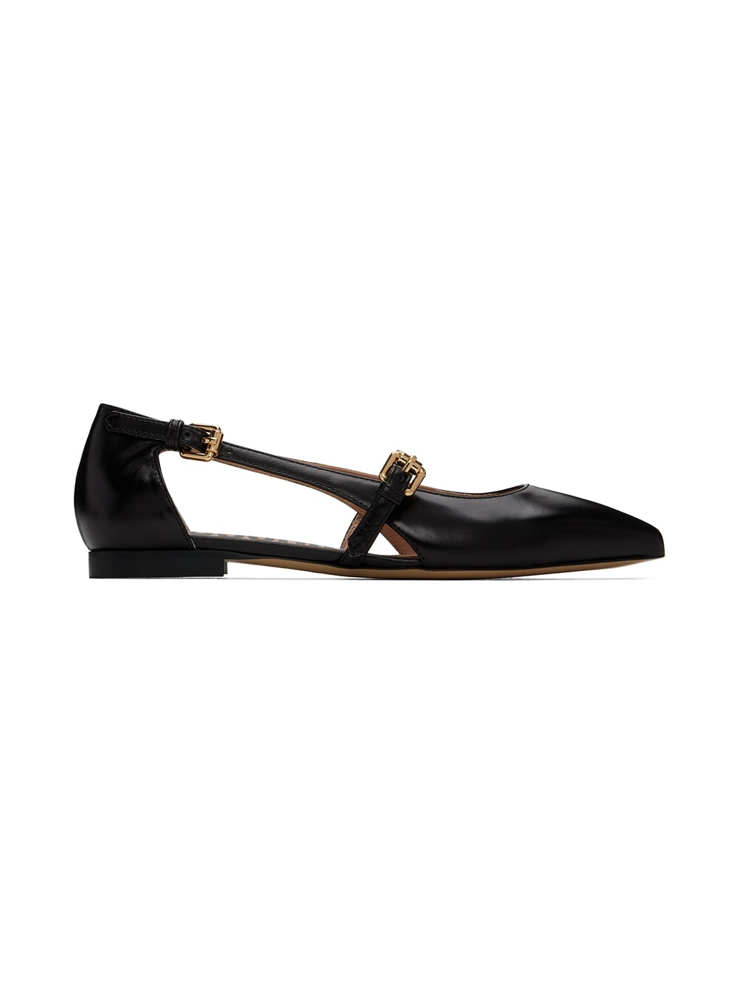 Black Logo Lettering Ballerina Flats - 1