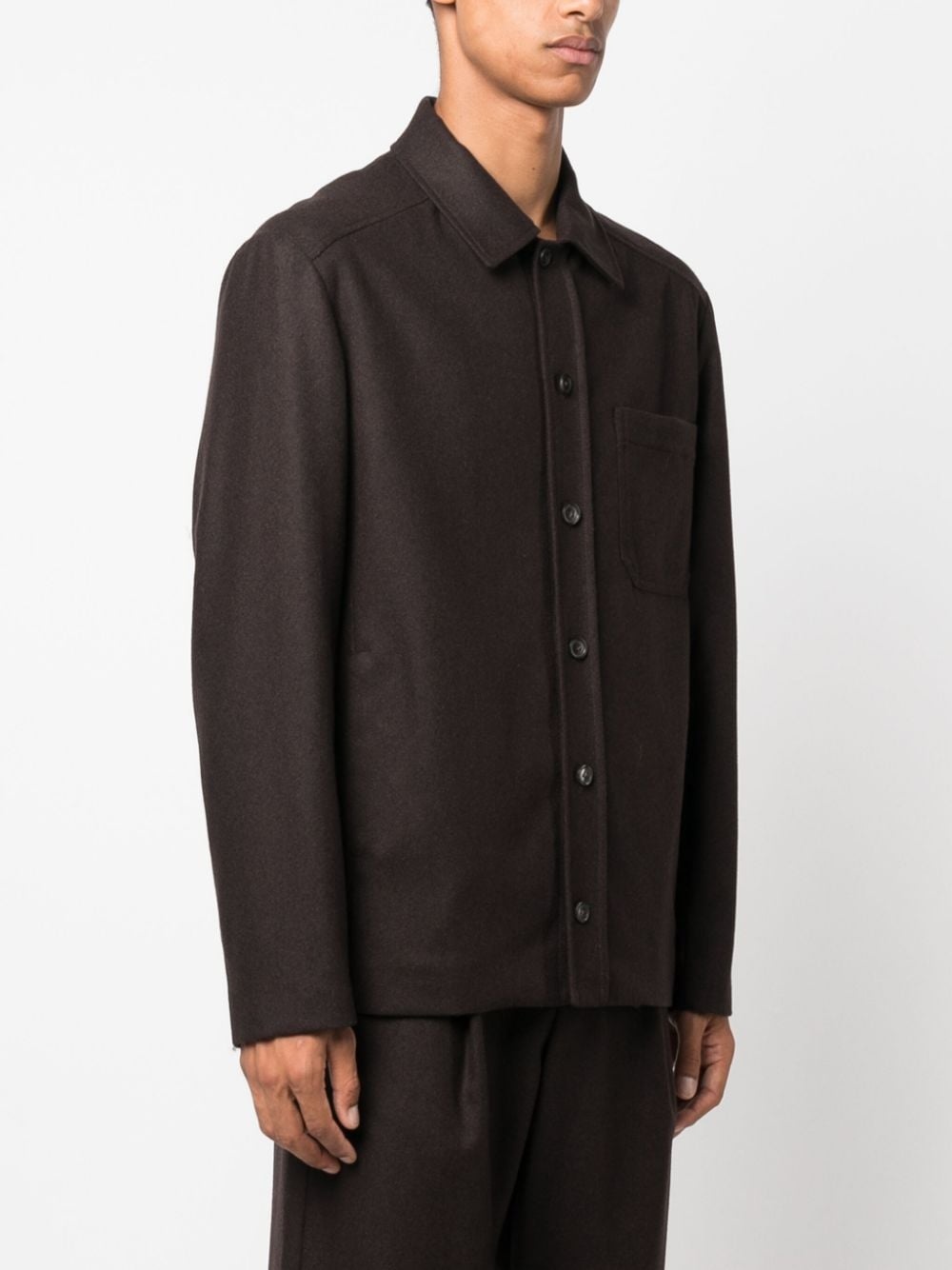 button-up wool-blend jacket - 3