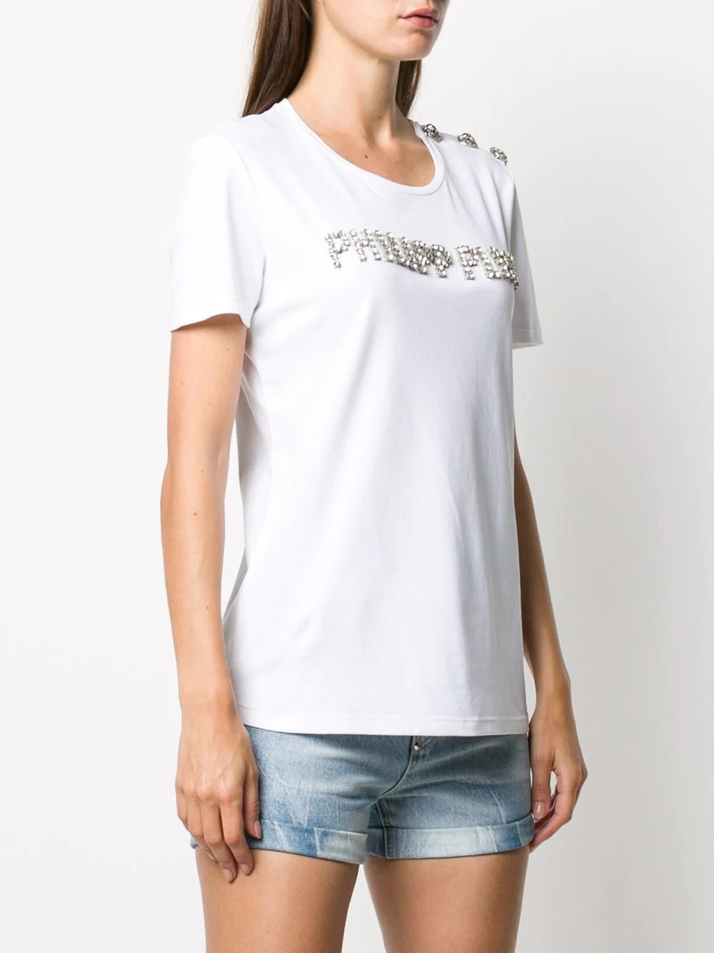 rhinestone-embellished logo T-shirt - 3