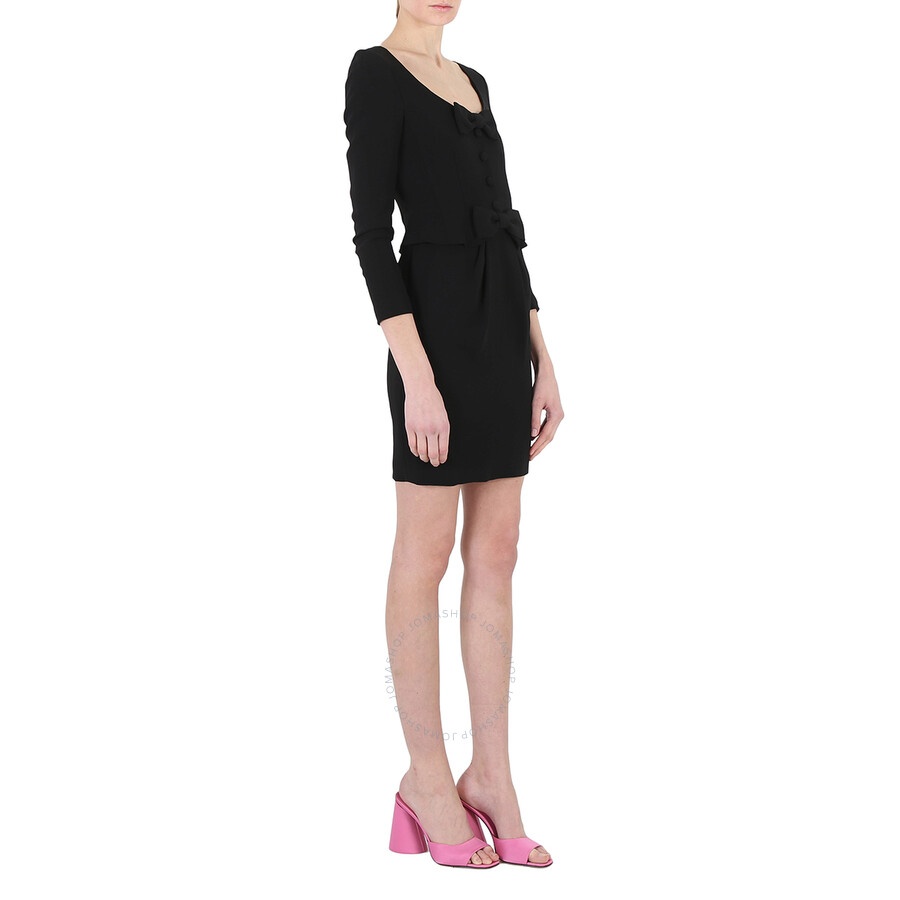 Moschino Ladies Black Crepe Bow-Embellished Mini Dress - 5