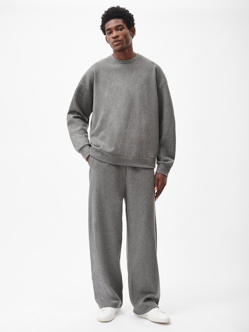 PANGAIA Mens Recycled Wool Jersey Wide-Leg Track Pants - Volcanic Grey outlook