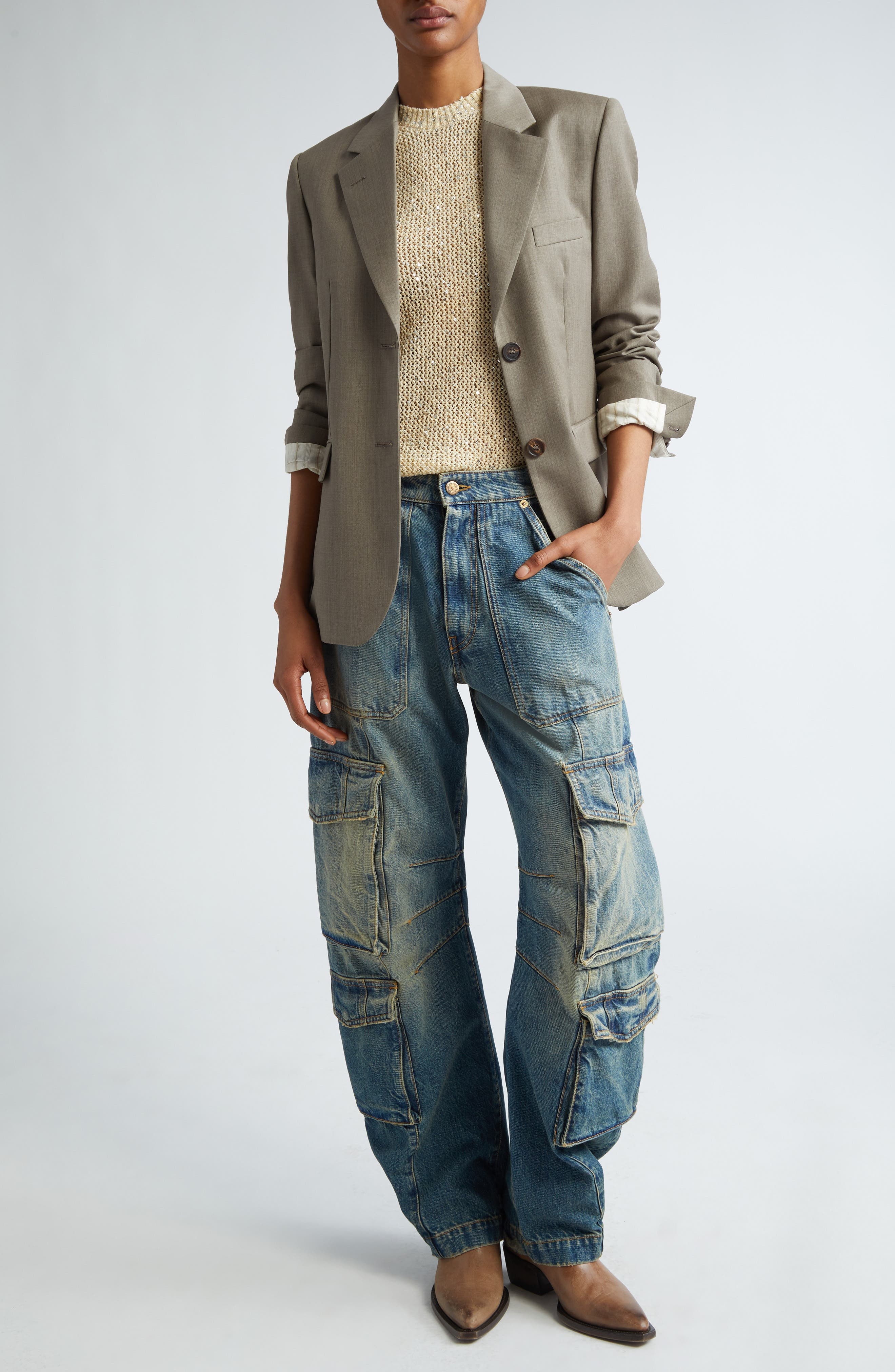 Golden Goose Journey Single Breasted Wool Blazer in Fallen Rock at Nordstrom - 8