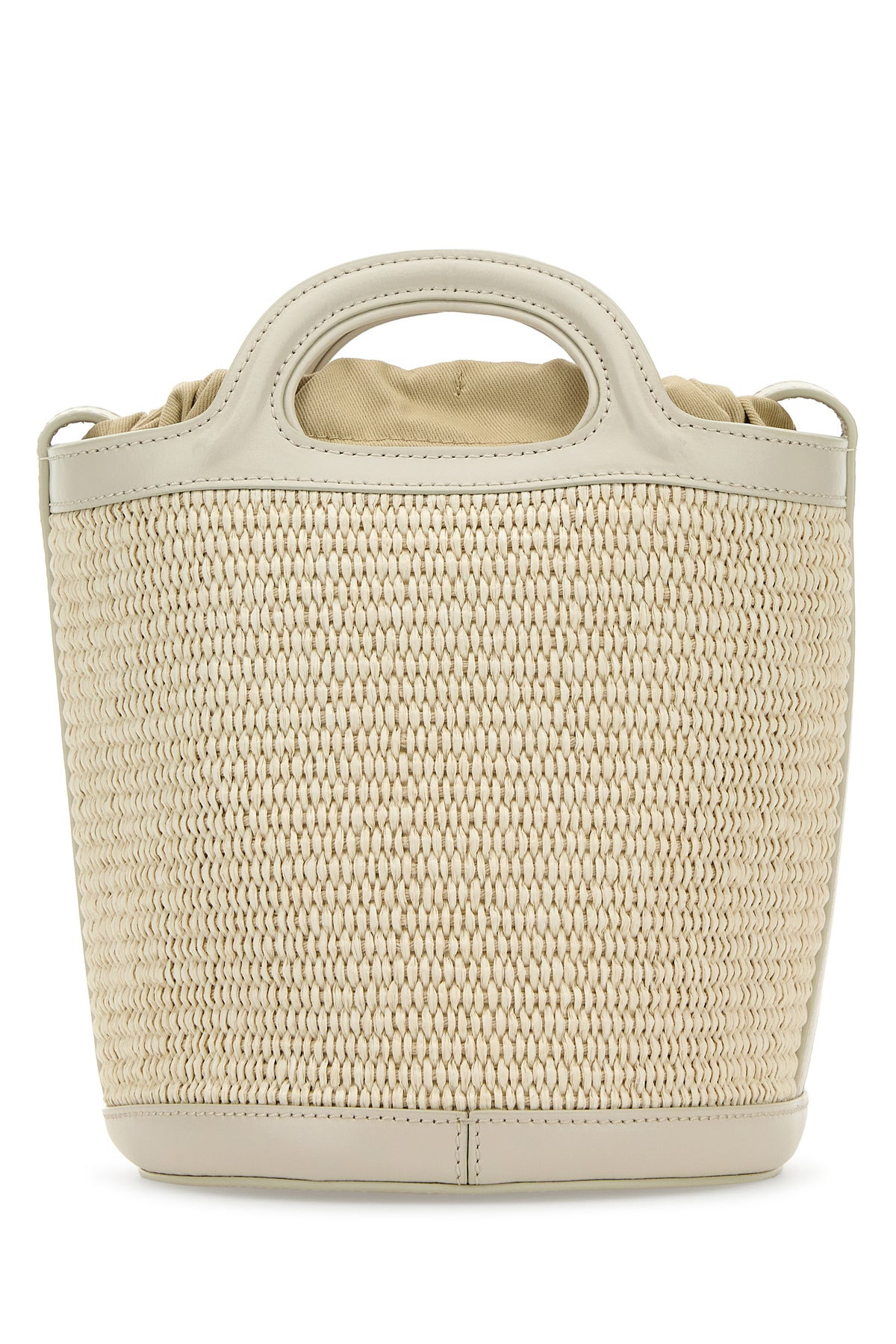 Ivory leather and raffia Tropicalia bucket bag - 3