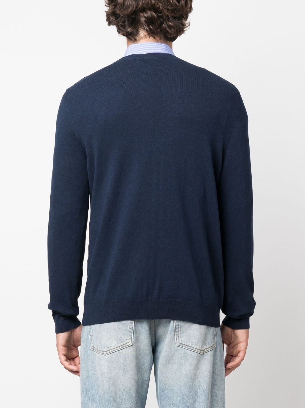 logo-embroidered fine-knit jumper - 4