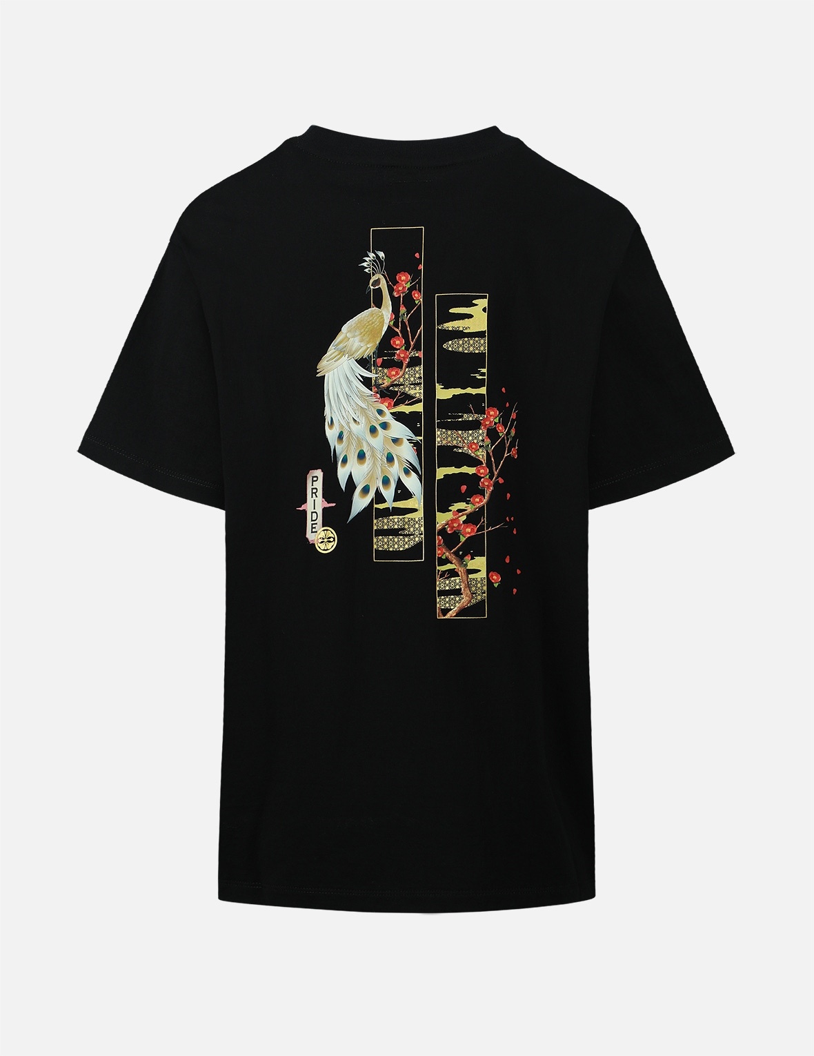 PEACOCK AND TSUBAKI PRINT BOYFRIEND T-SHIRT - 2