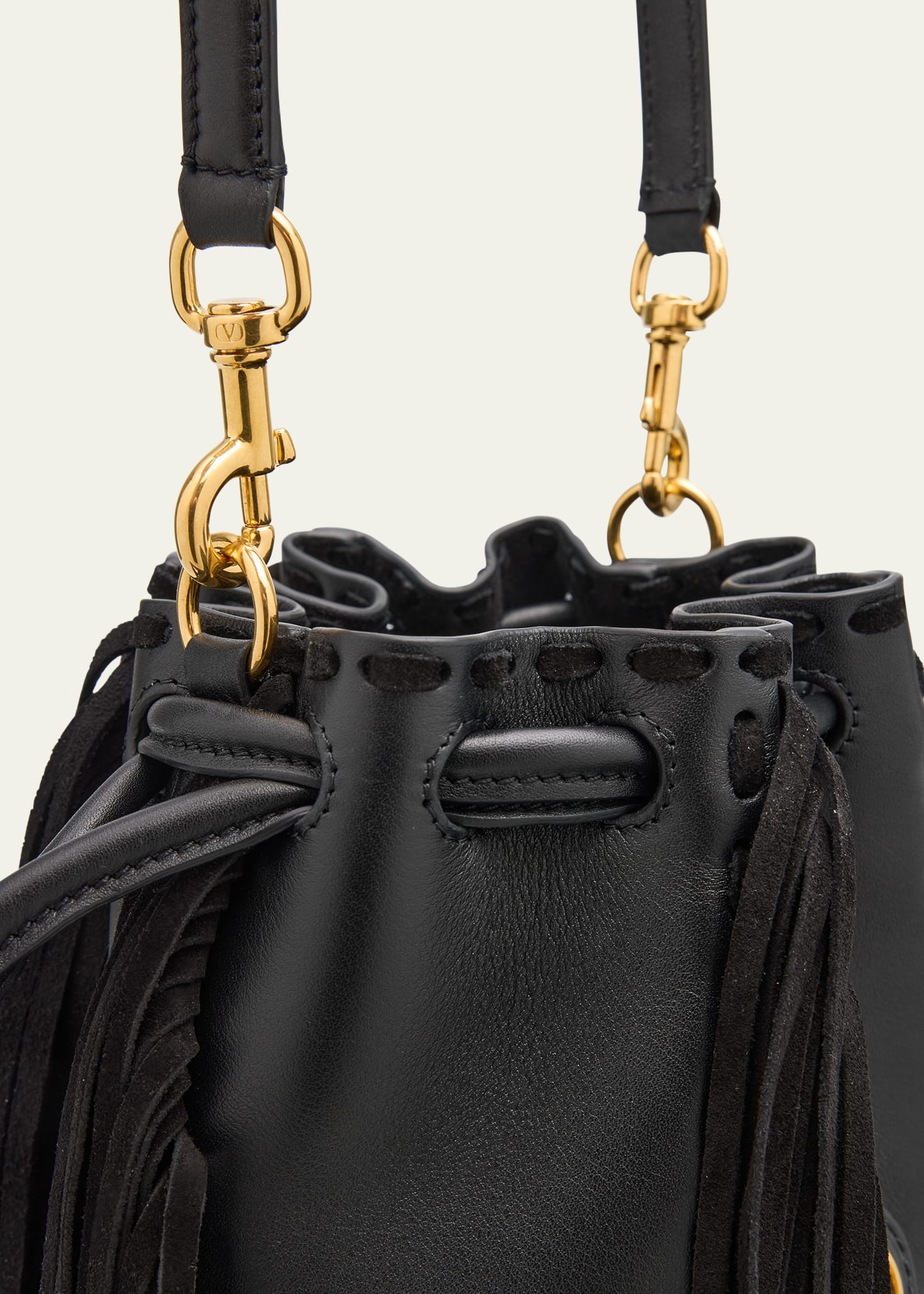 Nellcote Small Fringe Leather Bucket Bag - 5