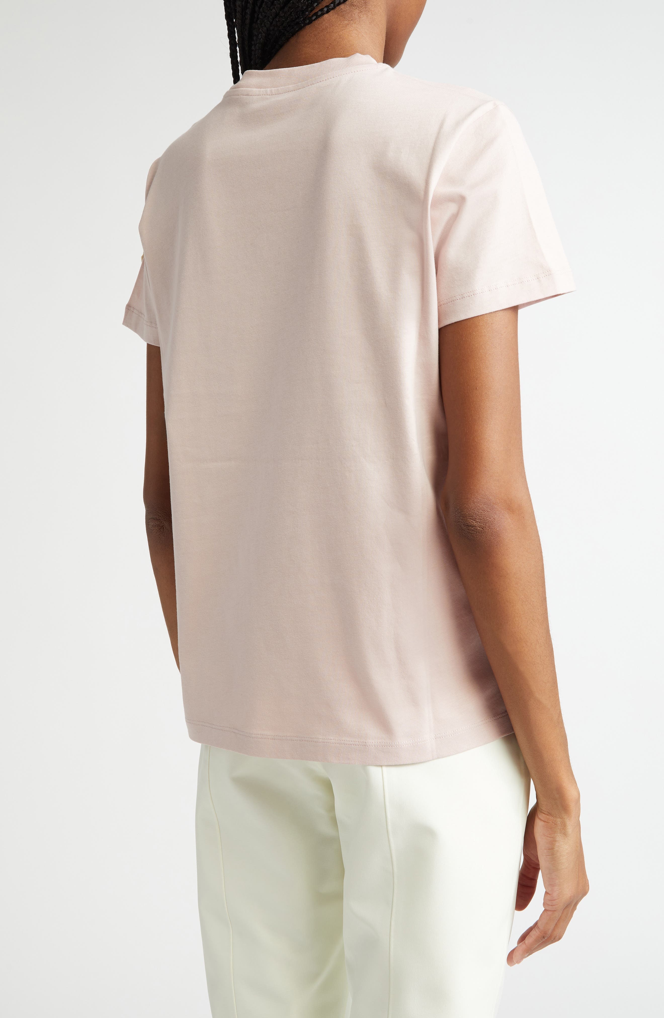 Moncler Logo Embroidered Cotton T-Shirt in Pink at Nordstrom - 2