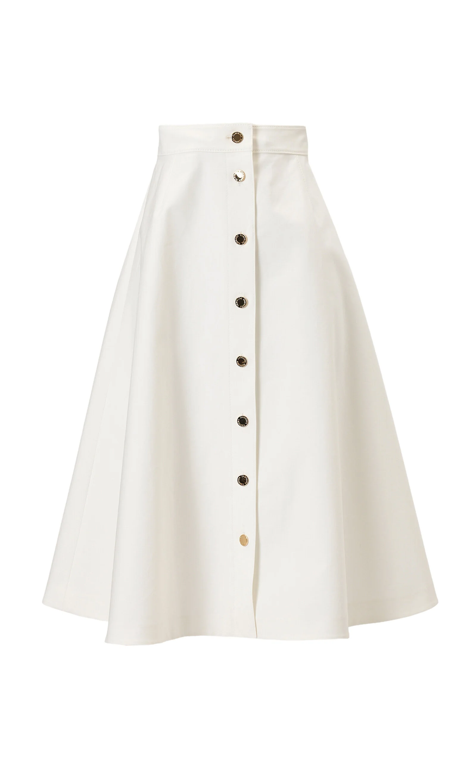 High-Rise Cotton Sateen Midi Skirt white - 1