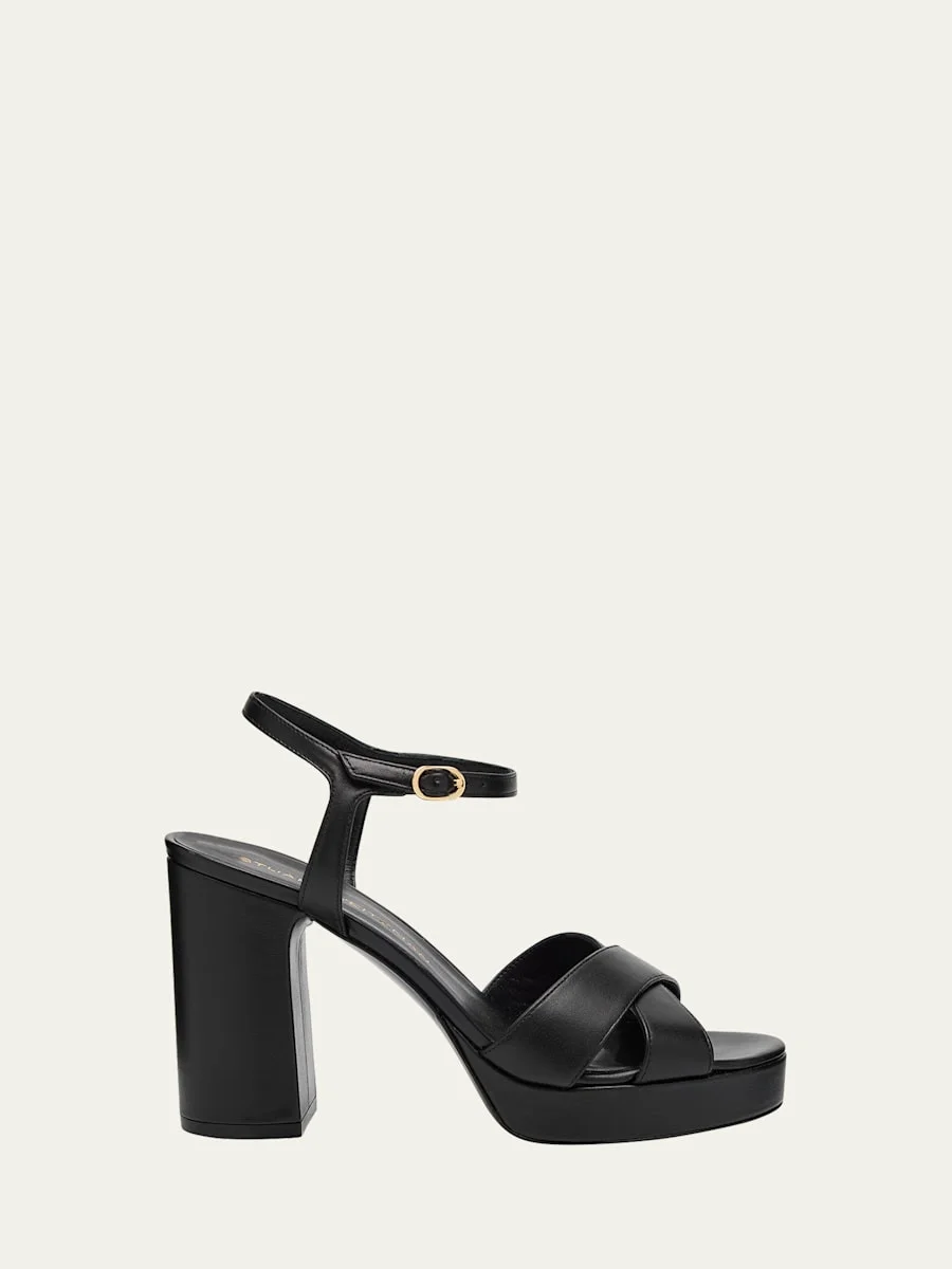 Dayna Leather Crisscross Platform Sandals - 1