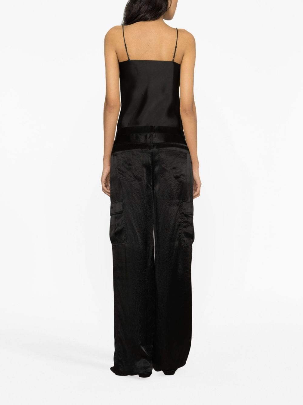 satin-finish wide-leg trousers - 3