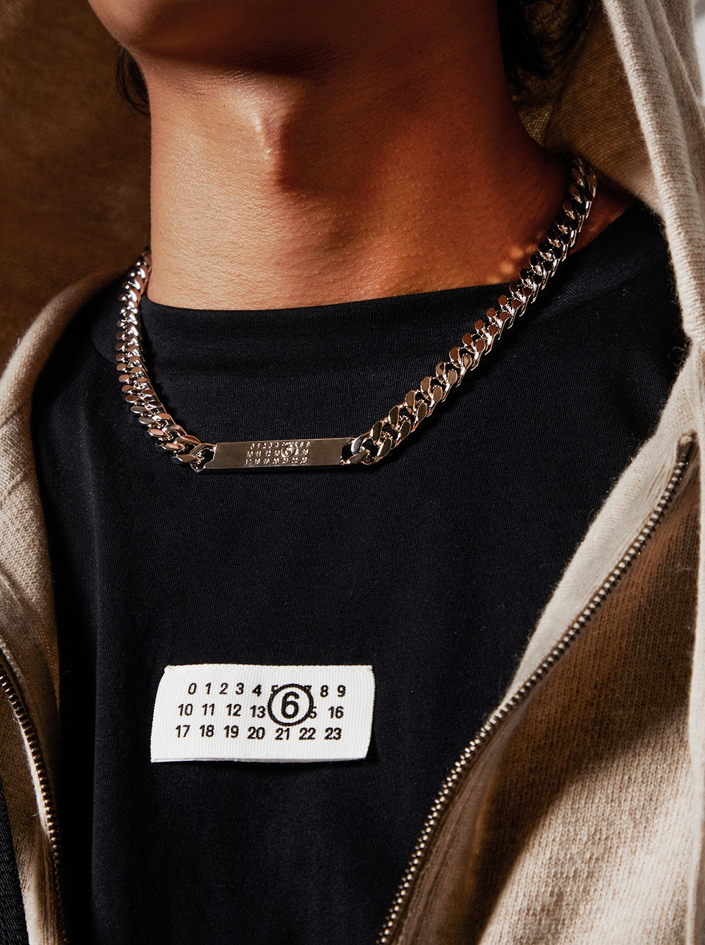 Minimal Logo Id Tag Curb Necklace Polished Palladio - 2