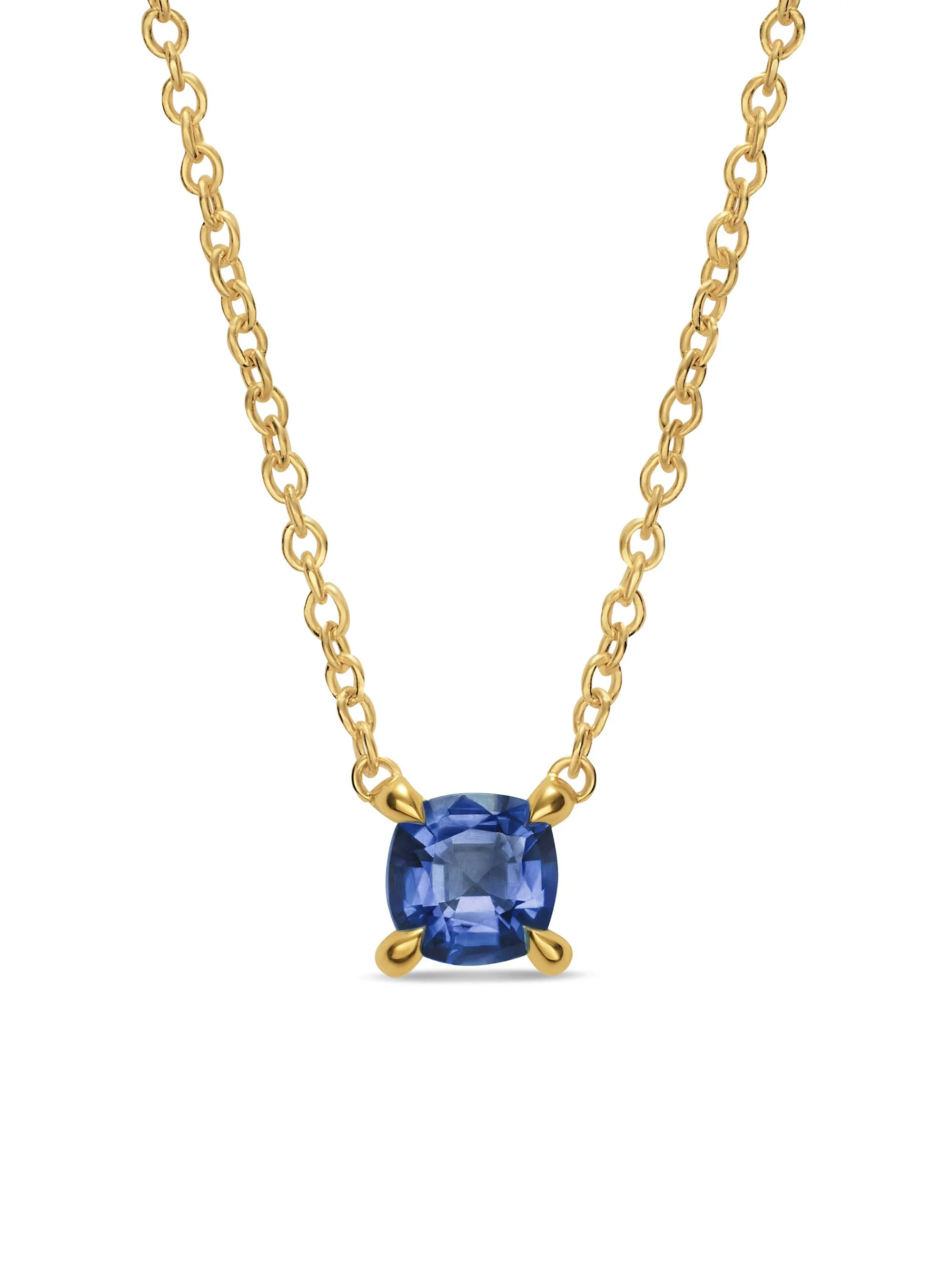 Women's Micro Chatelaine Pendant Necklace in 18K Yellow Gold - Sapphire - 1
