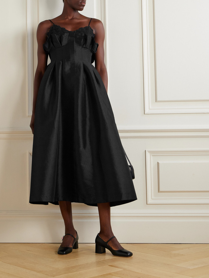 KIKA VARGAS Theresa Lace-trimmed Pleated Taffeta Midi Dress outlook