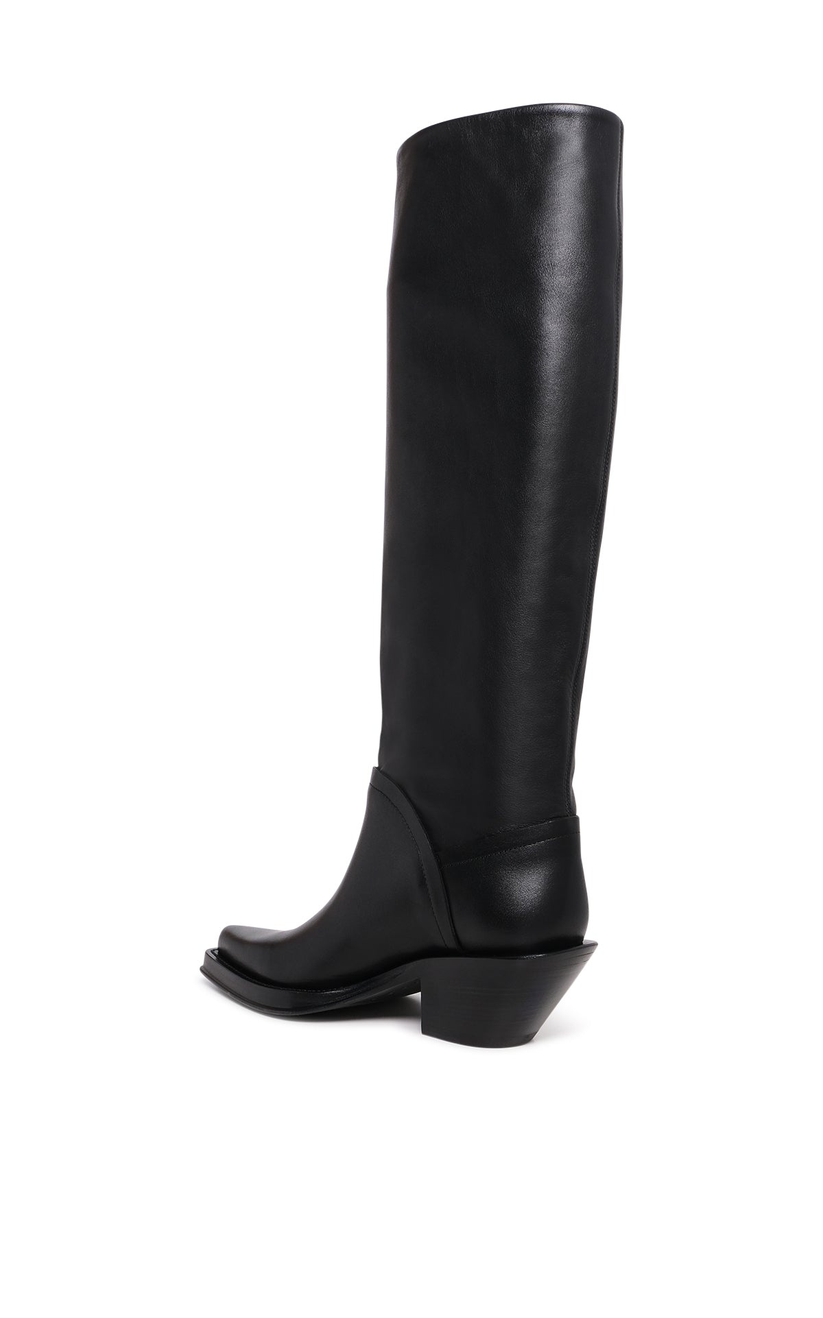 Camero Knee-High Cowboy Boot in Black Leather - 4