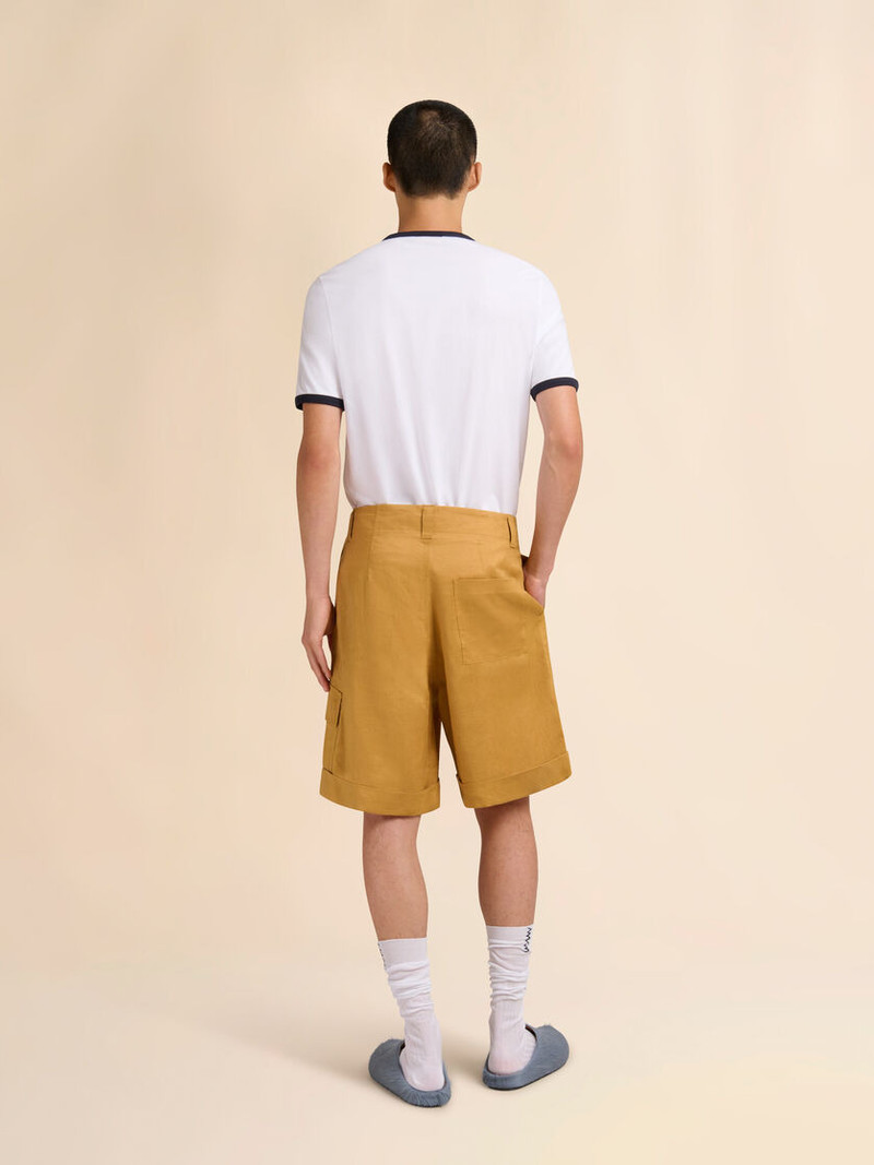 YELLOW RAMIE CARGO SHORTS WITH MARNI WAVE LOGO 3