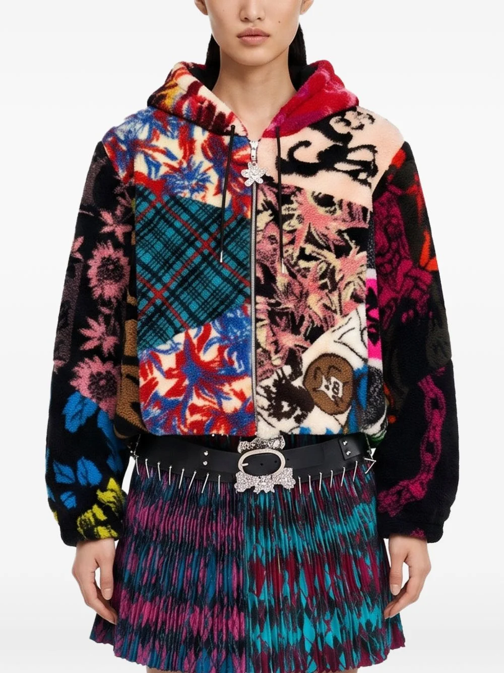 patchwork oversized hoodie - 1