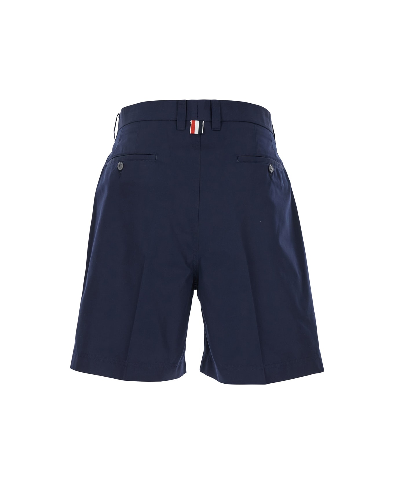 Blue Bermuda Pants With Logo Patch On The Rear And Belt Loops In Cotton Blend Man - 2