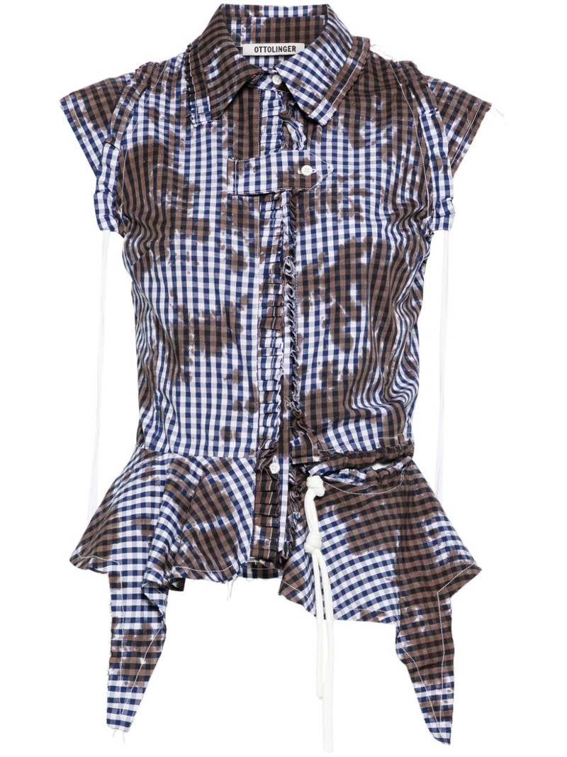 gingham ruffled sleeveless top 1