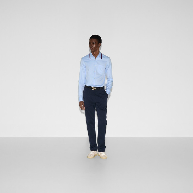 GUCCI Oxford cotton shirt with Web outlook