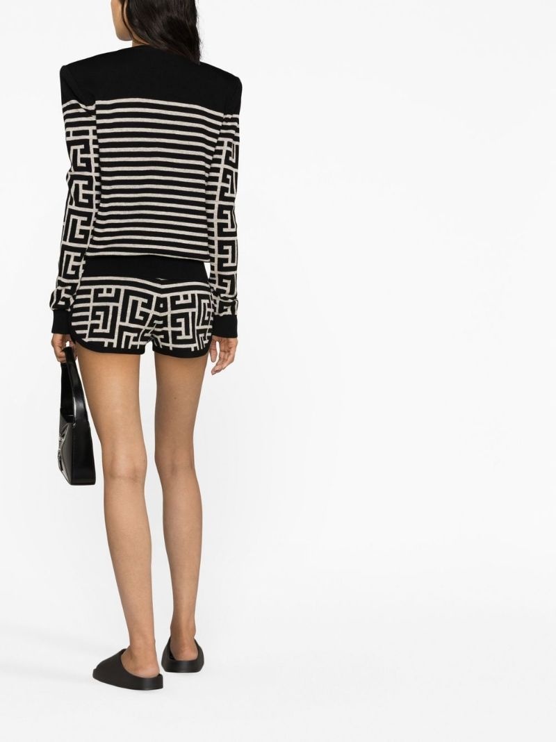 monogram-jacquard wool shorts - 3