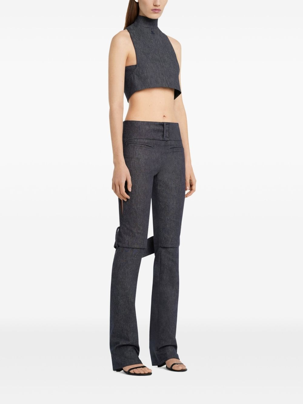 mock-neck denim top - 2