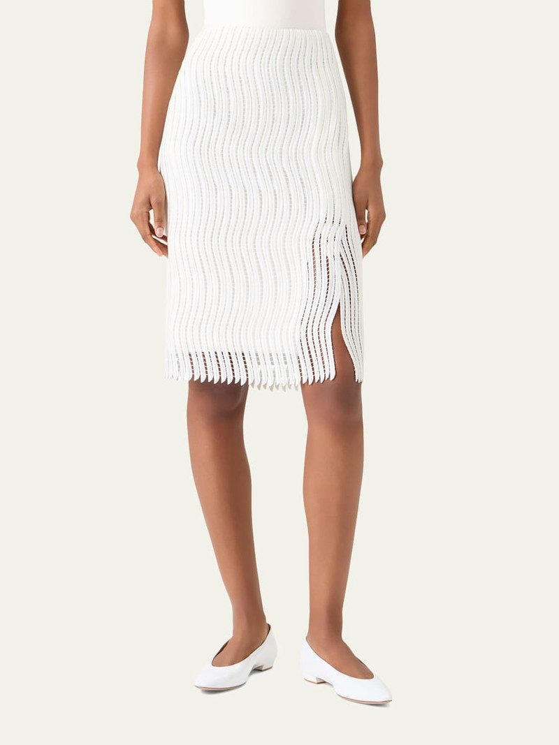 AKRIS Techno Wave Guipure Slit Pencil Skirt outlook