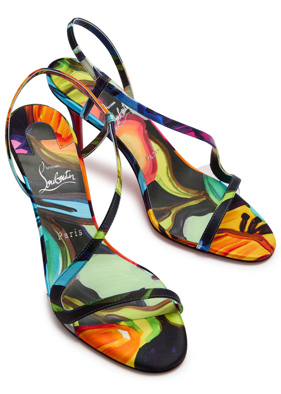Christian Louboutin Rosa Z 80 Printed Satin Sandals - 3