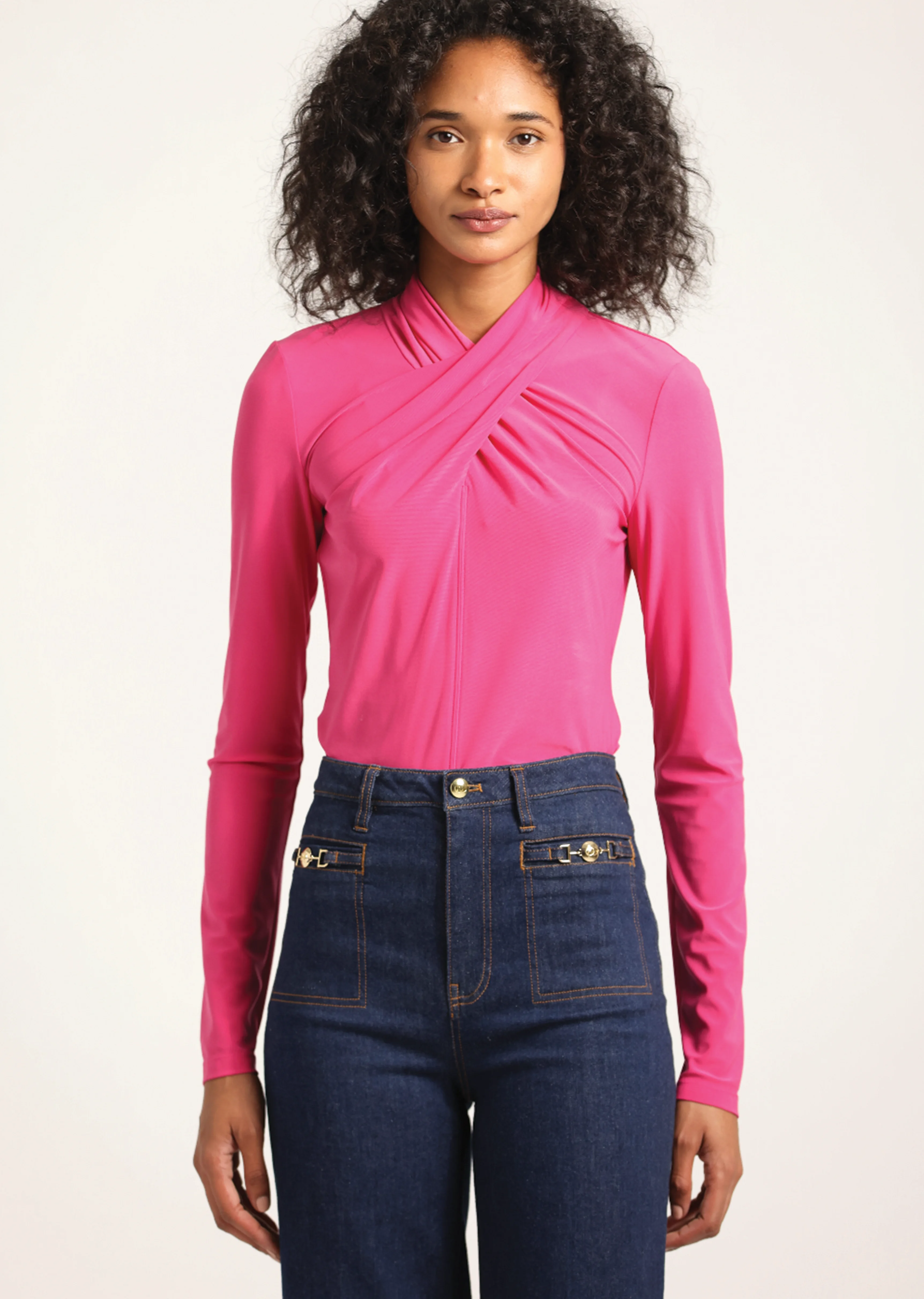 KRINI WRAP LONG SLEEVE JERSEY TOP - 1