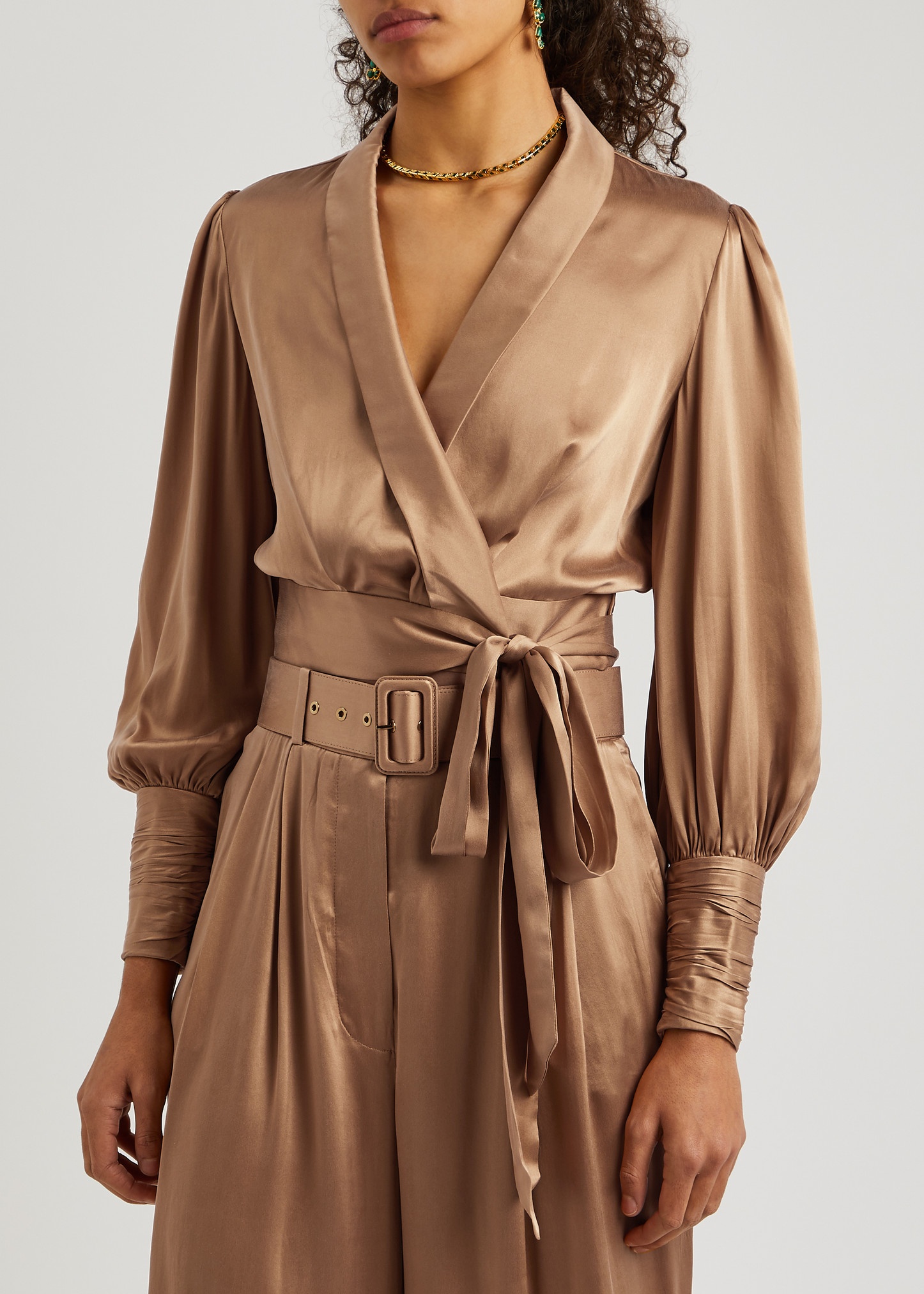 Silk-satin wrap blouse - 2