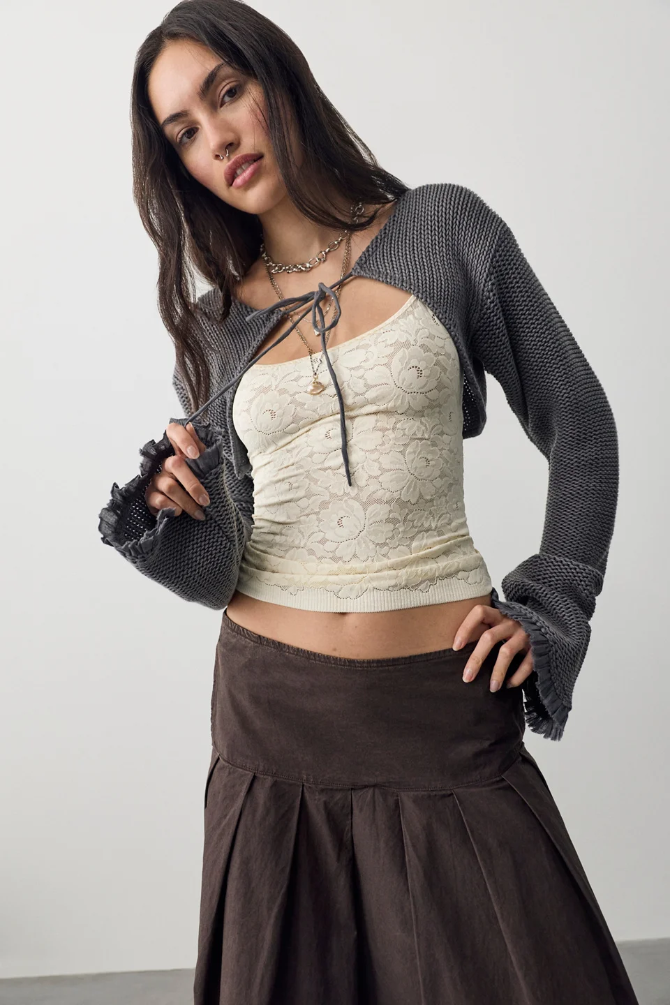 Dafne Knit Cropped Bolero Sweater - 1