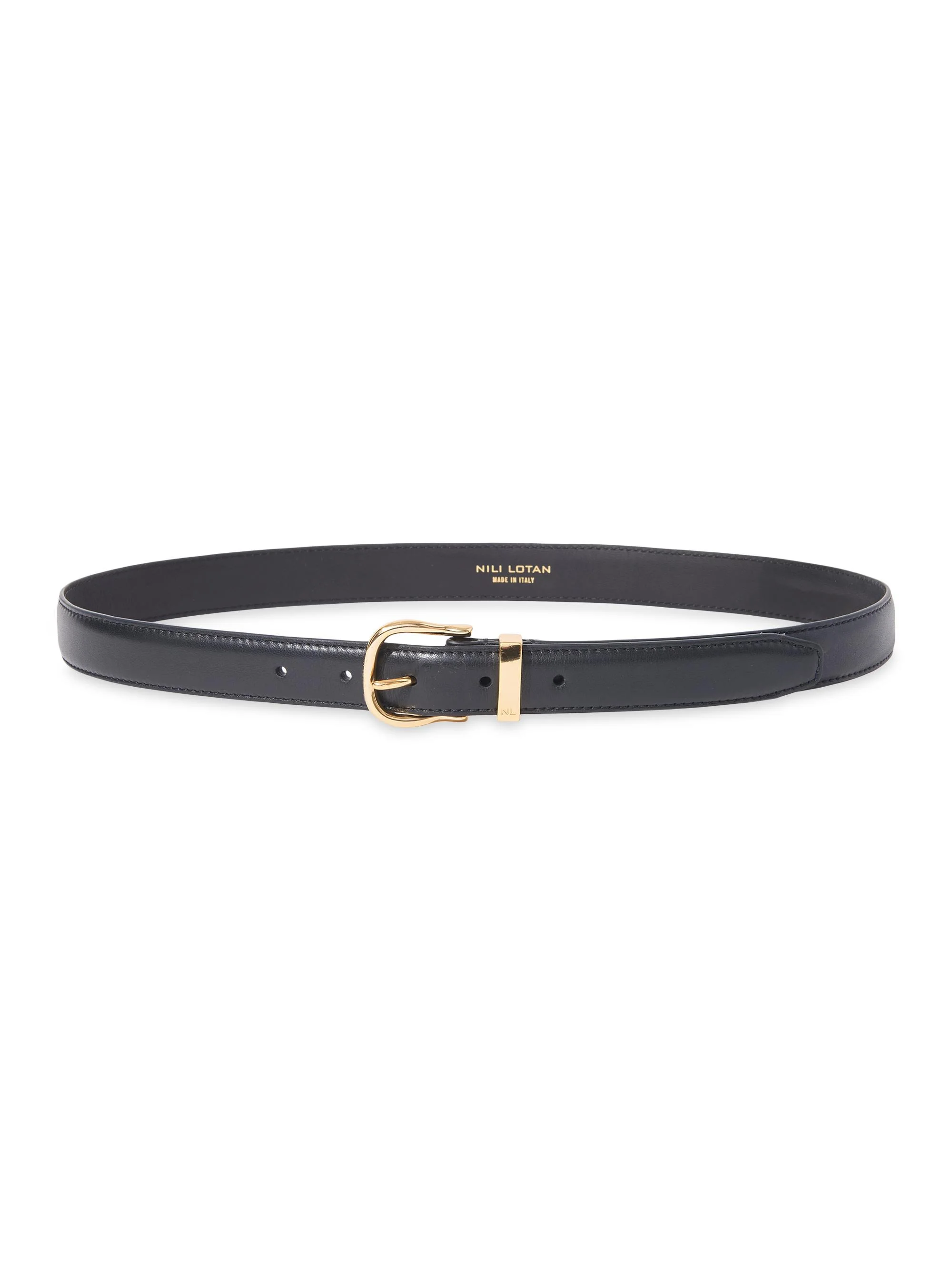 Women's Louise Slim Leather Belt - Black - 1