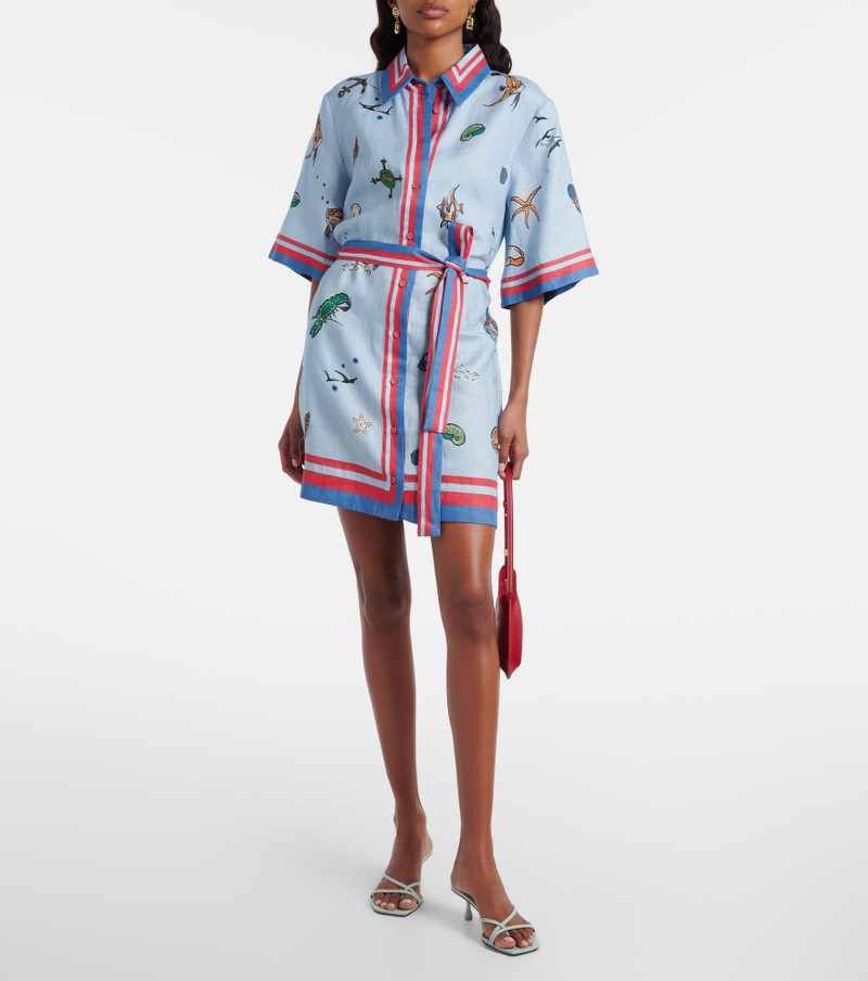 ALÉMAIS Printed belted linen shirt dress outlook