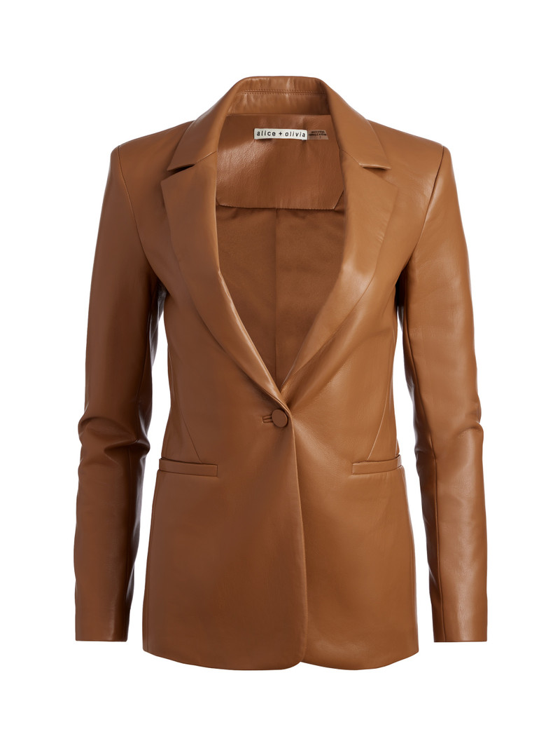 MACEY FITTED VEGAN LEATHER BLAZER 1