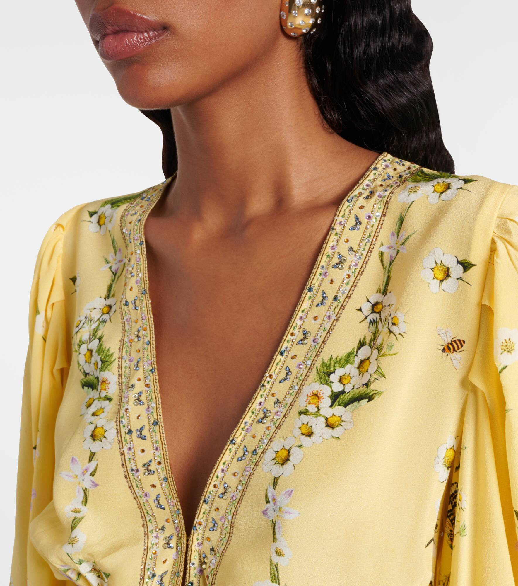 Floral silk crêpe minidress - 4