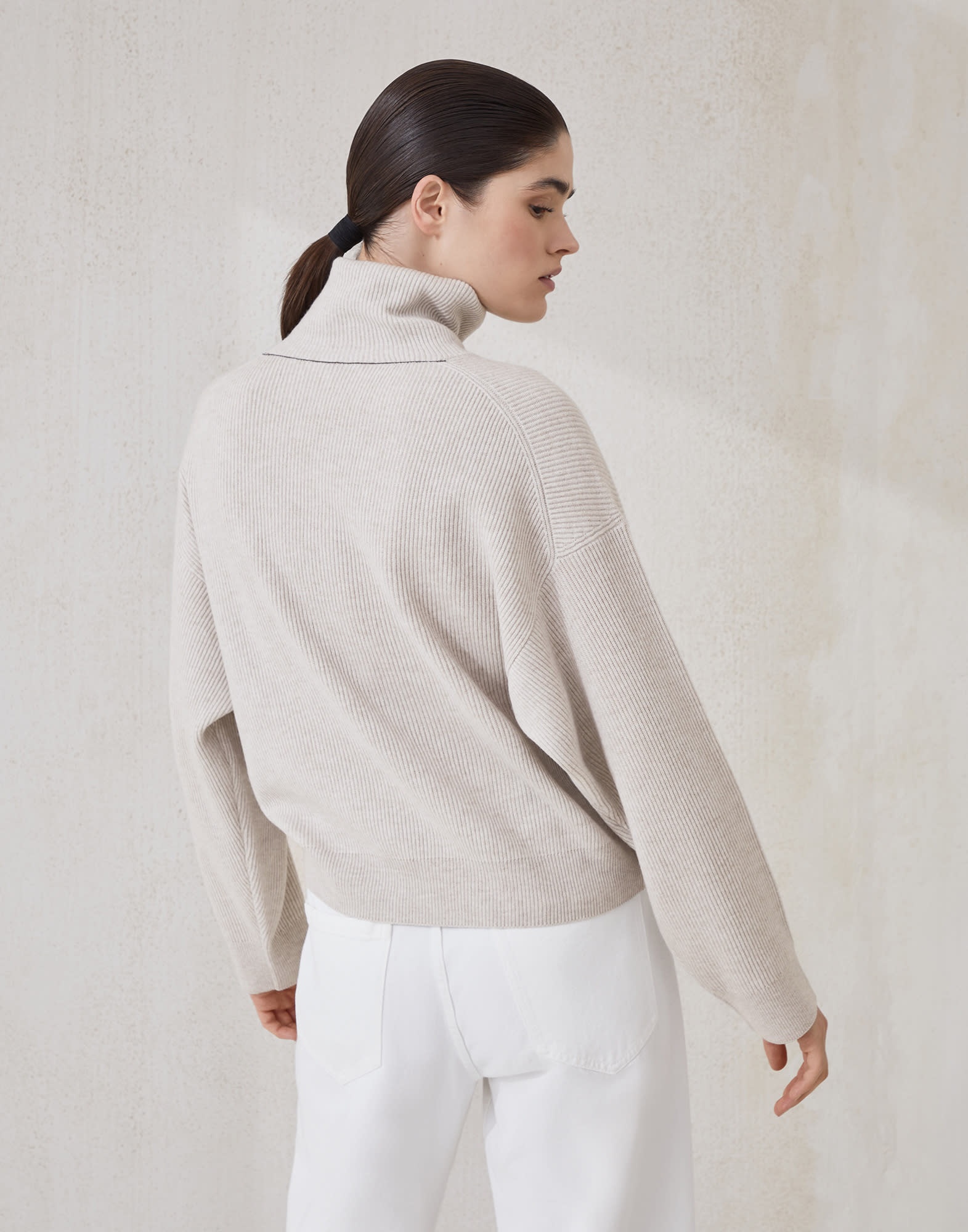 Virgin wool, cashmere and silk English rib turtleneck sweater - 2