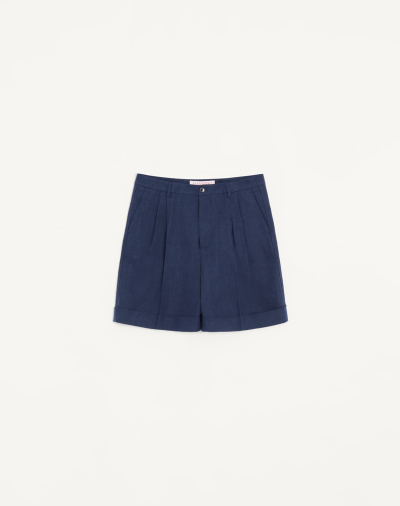 VALENTINO LINEN CUFFED BERMUDA SHORTS 1